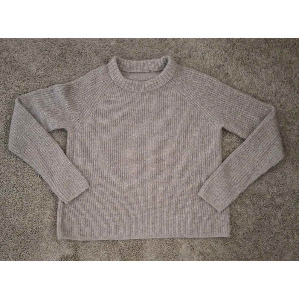 JENNI KAYNE Fisherman Sweater Pullover Taupe Tan 100% Mongolian Cashmere Medium